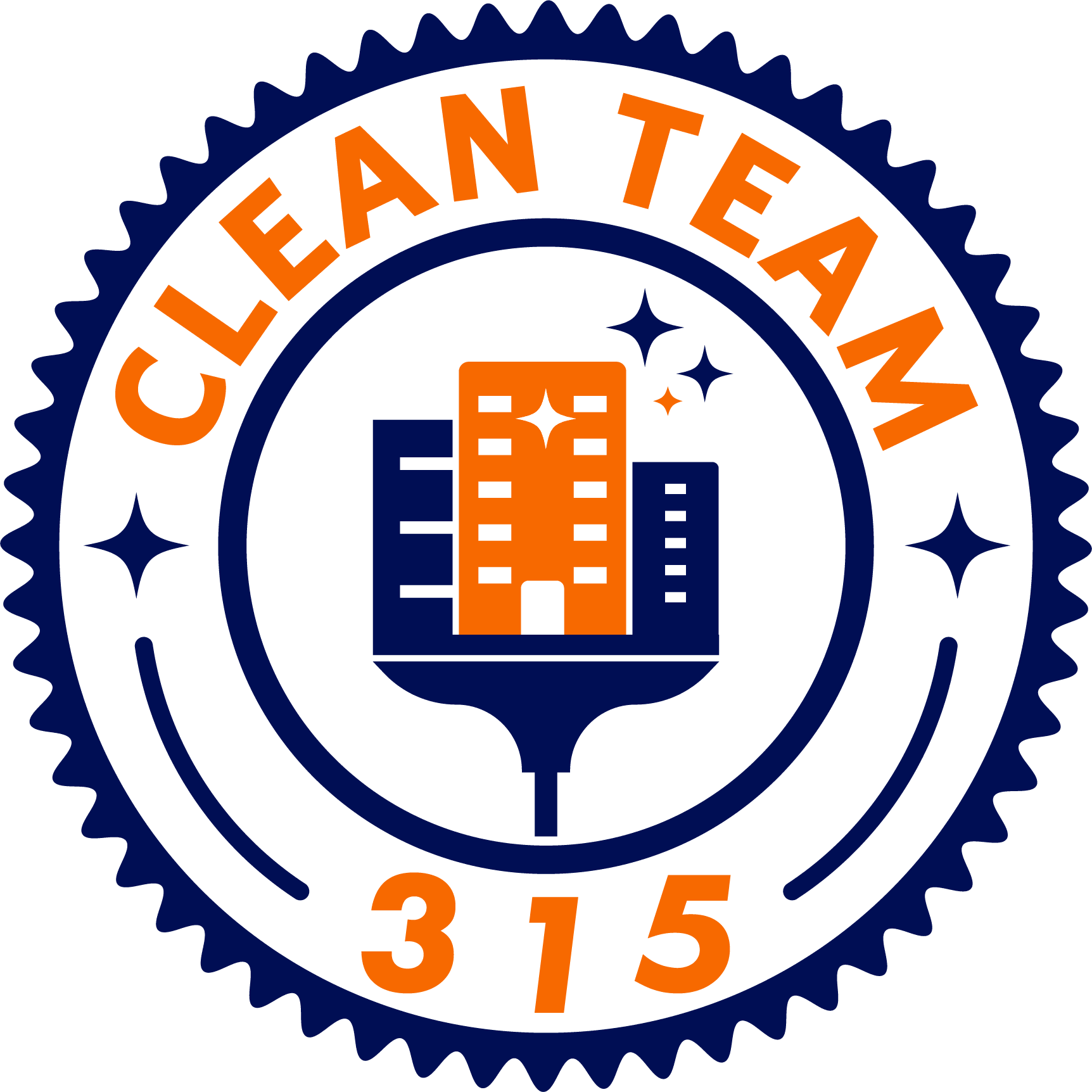 A logo for the clean team 3 1 5.