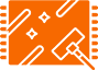 A orange background with black lines and shapes.